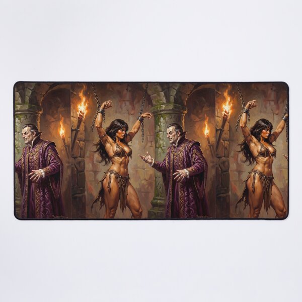 Item preview,  Barbarian Woman captured by an evil Merchant noble illustration fantasy art style designed and sold by Vintage Designs +.
