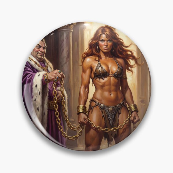 Artikelvorschau, Barbarin von einem bösen Kaufmann gefangen genommen – Illustration im Fantasy-Stil entworfen und verkauft von Vintage Designs +.