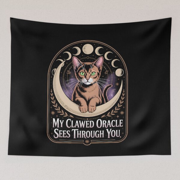 Item preview, Mystical Abyssinian Cat Witchcore Moon Phases designed and sold by RyanKRaitz.