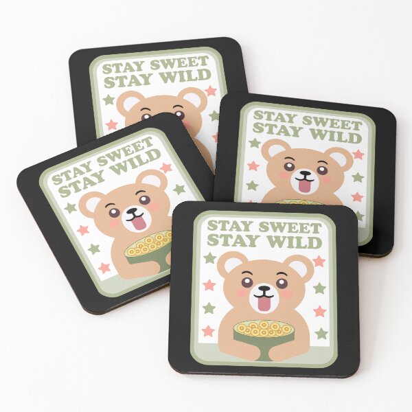 Item preview, Stay Sweet Stay Wild - Cute Kawaii Bear Eating Cereal designed and sold by Shape Snip Studio.