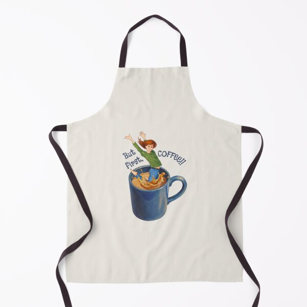 Item preview, But FIRST, Coffee, Woman Jumping Into Mug of Coffee, Humor designed and sold by JoyfulWhimsy.