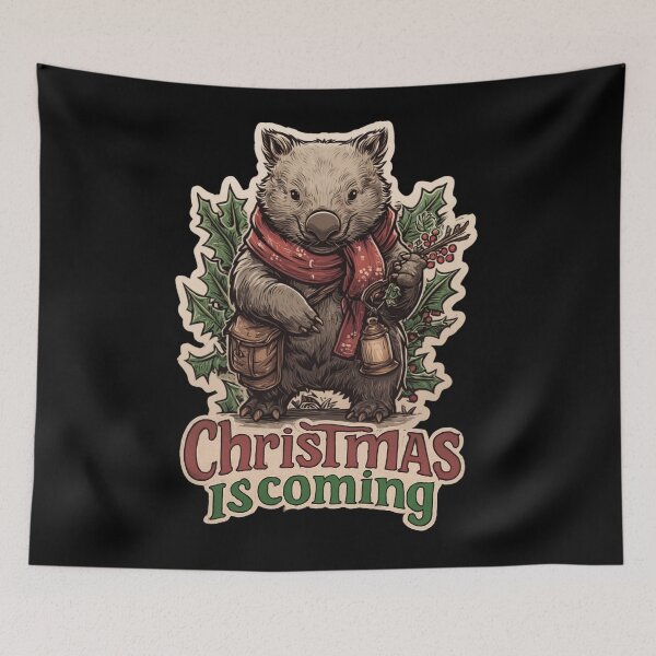 Item preview, Holiday Wombat Illustration — Christmas Is Coming Cute Critter designed and sold by KZurHTPC.