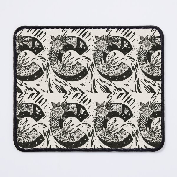 Item preview, Flowered black and white capital C designed and sold by LCS-Dublin8.