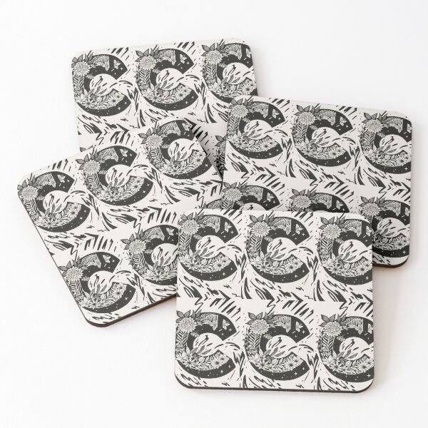 Item preview, Flowered black and white capital C designed and sold by LCS-Dublin8.
