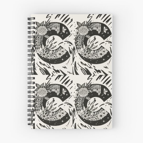 Item preview, Flowered black and white capital C designed and sold by LCS-Dublin8.