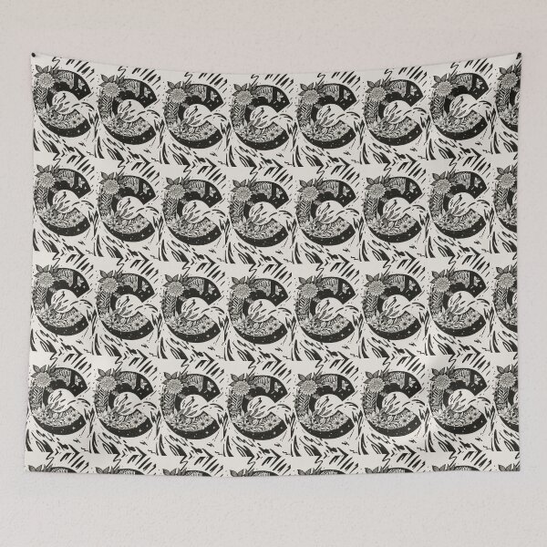 Item preview, Flowered black and white capital C designed and sold by LCS-Dublin8.