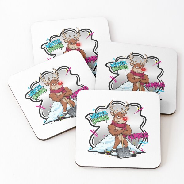Item preview, Grumpy Reindeer Shoveling Snow – Winter Chores Humbug Comic Art designed and sold by MiszungART.