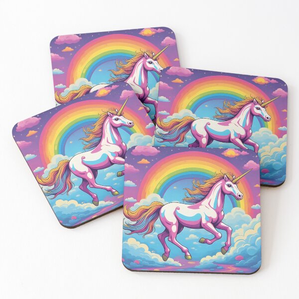 Item preview, Rainbow Unicorn Running in the Clouds Whimsical Horse Flying designed and sold by bestggraphico.