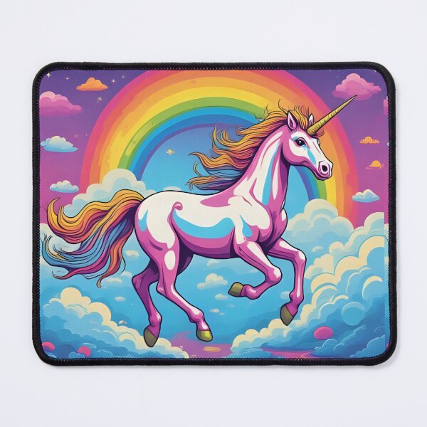 Item preview, Rainbow Unicorn Running in the Clouds Whimsical Horse Flying designed and sold by bestggraphico.