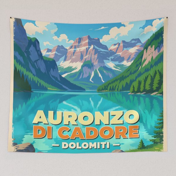 Item preview, Auronzo di Cadore, Italy: Vintage-Style Painterly Travel Poster designed and sold by LSVart.