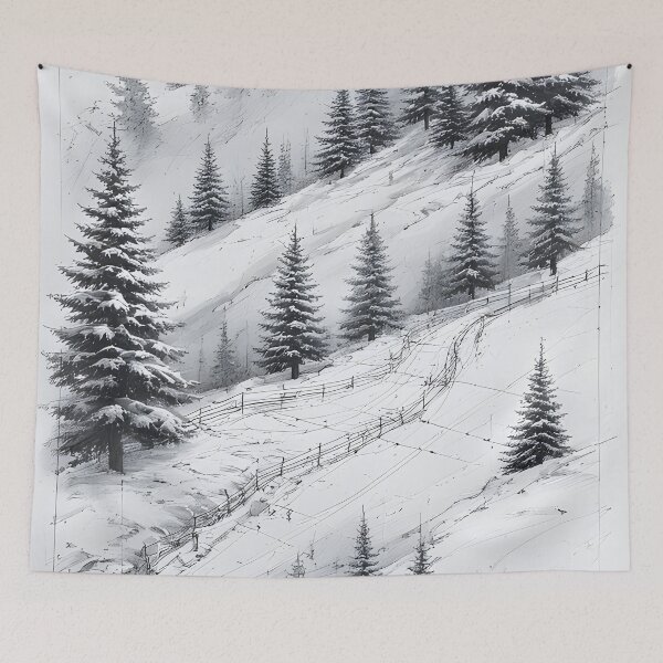 Item preview, Winter landscape with snow-covered trees and path designed and sold by Mianku | Für das Leben.