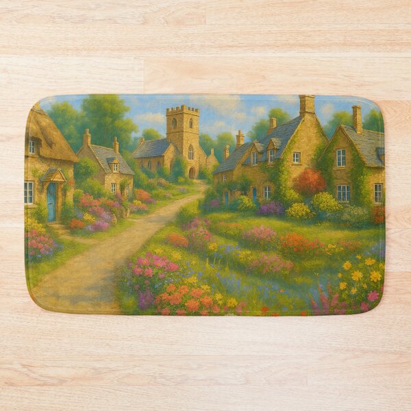Item preview, Peaceful Village Pathway in Full Summer Bloom designed and sold by ArtComixHaven.