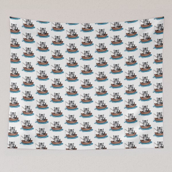 Item preview, Cute Fishing Kitten in a Rowboat – Adorable Cat Illustration designed and sold by Royalsticker.