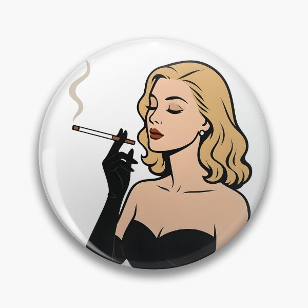 Item preview, Glamorous Blonde Cartoon Woman Smoking in Classic Pinup Style. designed and sold by Spark2Seduction.
