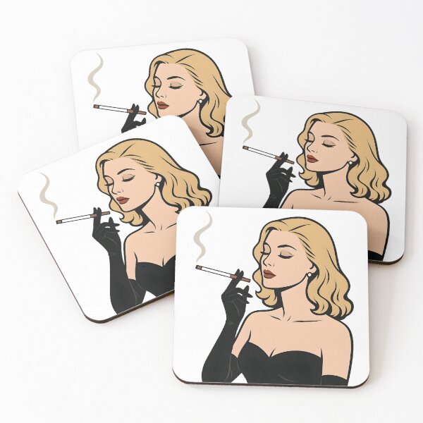 Item preview, Glamorous Blonde Cartoon Woman Smoking in Classic Pinup Style. designed and sold by Spark2Seduction.