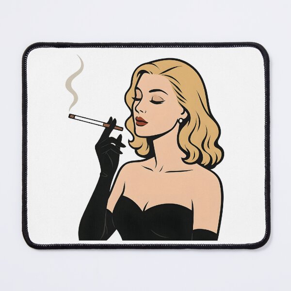 Item preview, Glamorous Blonde Cartoon Woman Smoking in Classic Pinup Style. designed and sold by Spark2Seduction.