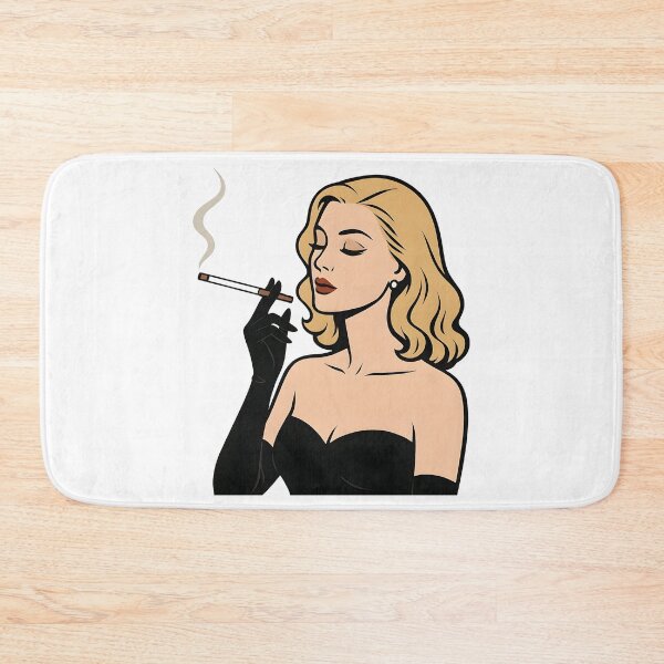 Item preview, Glamorous Blonde Cartoon Woman Smoking in Classic Pinup Style. designed and sold by Spark2Seduction.