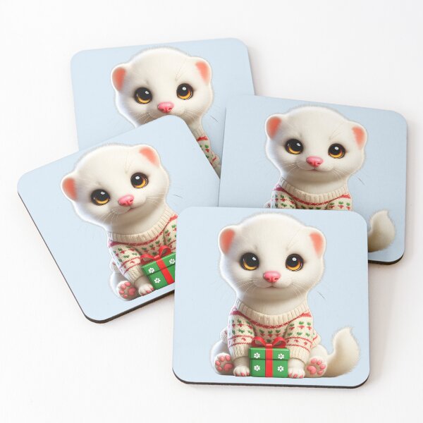 Item preview, Cute Christmas Stoat with Gift designed and sold by PawticleStudio.
