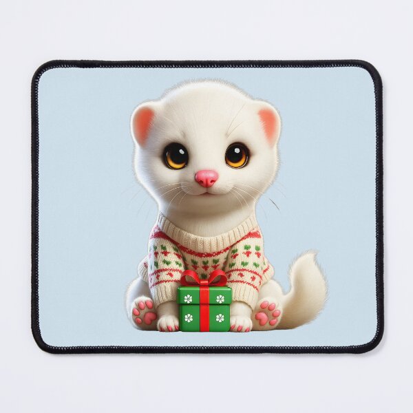 Item preview, Cute Christmas Stoat with Gift designed and sold by PawticleStudio.