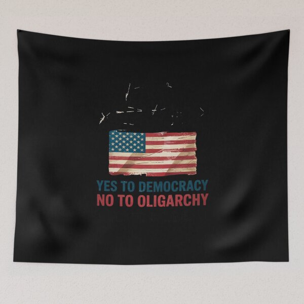 Item preview, Yes Democracy No Oligarchy DOGE Pro America Flag Anti Trump  designed and sold by MathisBellanger.