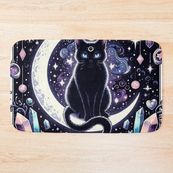 Item preview, Third Eye Celestial Moon Cat with Crystals designed and sold by BigBlueArt.