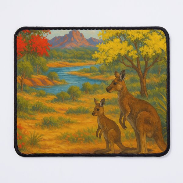 Item preview, Kangaroos Resting in a Colourful Outback Valley designed and sold by ArtComixHaven.