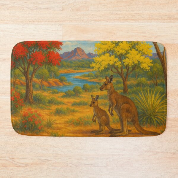 Item preview, Kangaroos Resting in a Colourful Outback Valley designed and sold by ArtComixHaven.