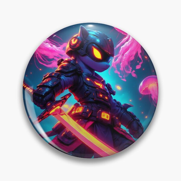 Artikelvorschau, Cyberpunk-Pony mit leuchtendem Katana entworfen und verkauft von SweetRossel.