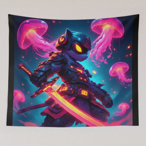 Item preview, Cyberpunk Pony with a Glowing Katana designed and sold by SweetRossel.