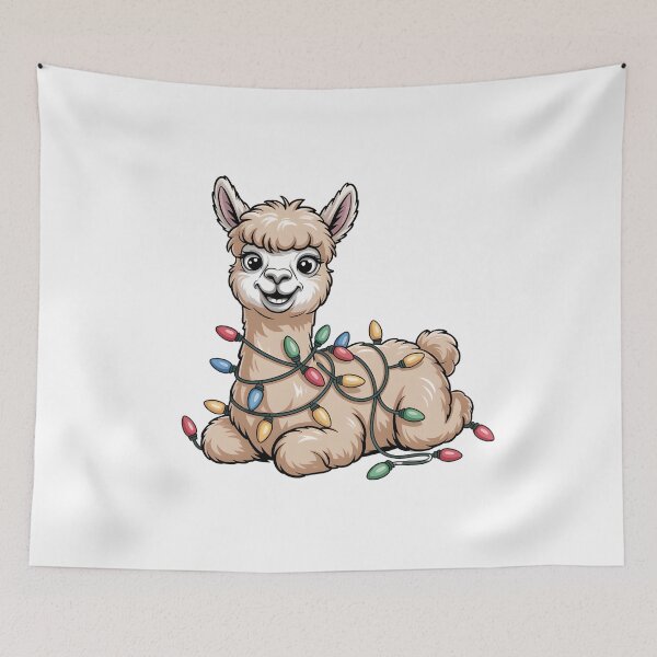 Item preview, Cute Alpaca Christmas Lights Illustration designed and sold by PeteLawliiet.