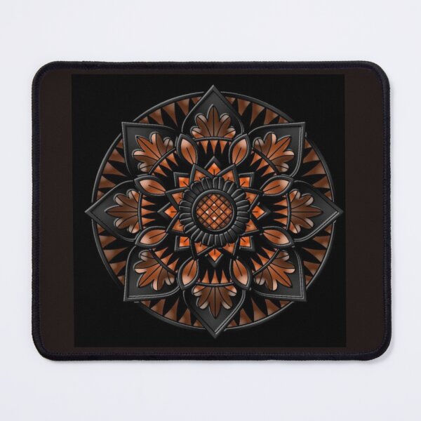Item preview, Black and orange detailed floral mandala art  designed and sold by NivyasArtistry.