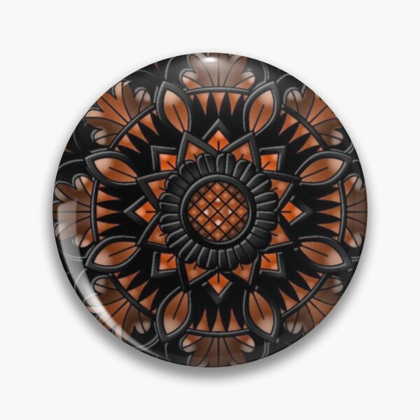 Item preview, Black and orange detailed floral mandala art  designed and sold by NivyasArtistry.