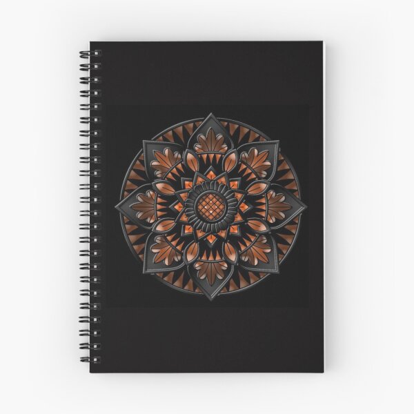 Item preview, Black and orange detailed floral mandala art  designed and sold by NivyasArtistry.