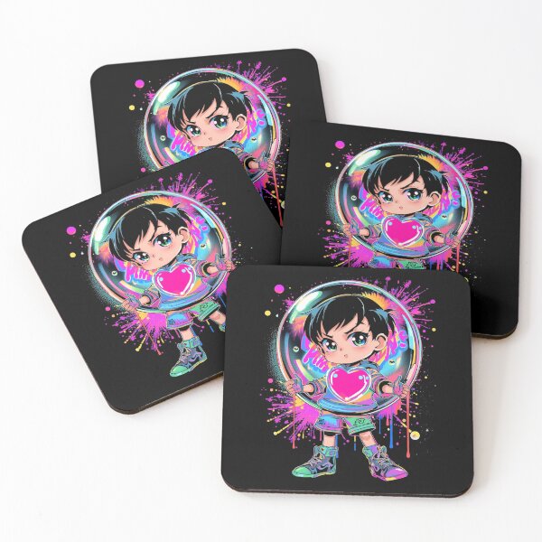 Item preview, Neon Pop Art Chibi Boy – Colorful Street Art Bubble Style designed and sold by PLUSHIWORLDtm.
