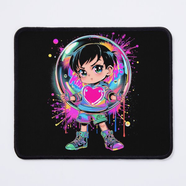 Item preview, Neon Pop Art Chibi Boy – Colorful Street Art Bubble Style designed and sold by PLUSHIWORLDtm.