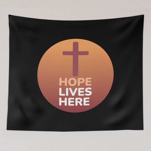 Item preview, Hope Lives Here - Calvary Sunset Cross Inspirational Faith Message designed and sold by Shape Snip Studio.