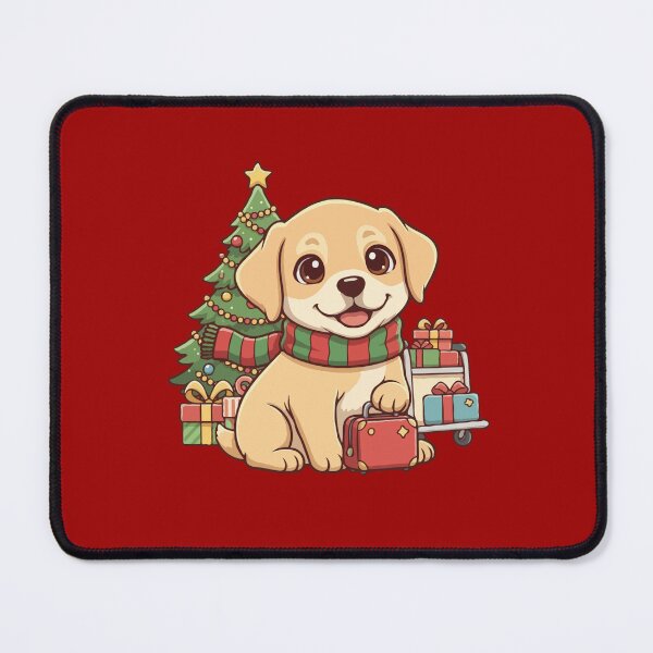 Item preview, Yellow Labrador Puppy with Christmas Travel Luggage - Cute Christmas Dog designed and sold by The Real Life Symphony.