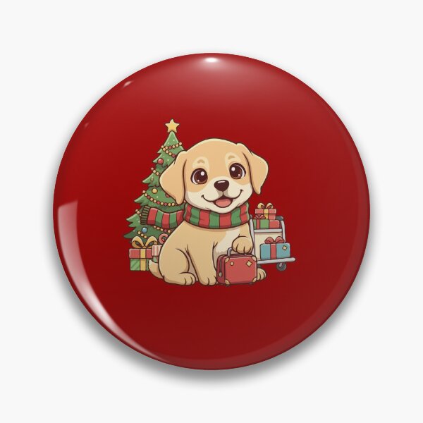 Item preview, Yellow Labrador Puppy with Christmas Travel Luggage  - Cute Christmas Dog designed and sold by The Real Life Symphony.