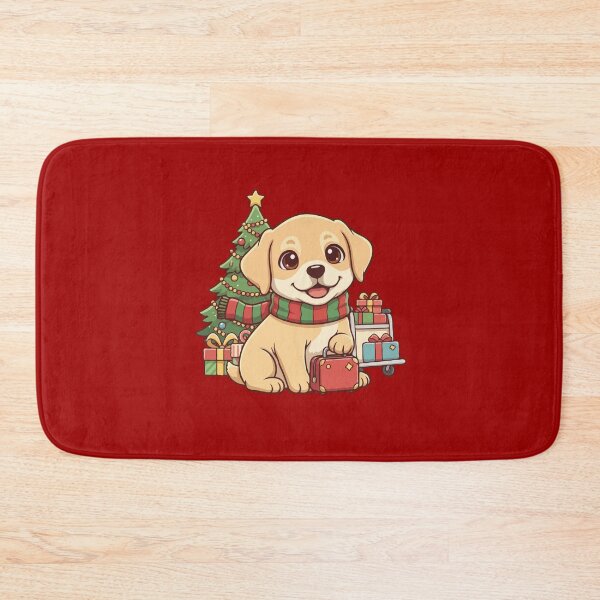 Item preview, Yellow Labrador Puppy with Christmas Travel Luggage  - Cute Christmas Dog designed and sold by The Real Life Symphony.