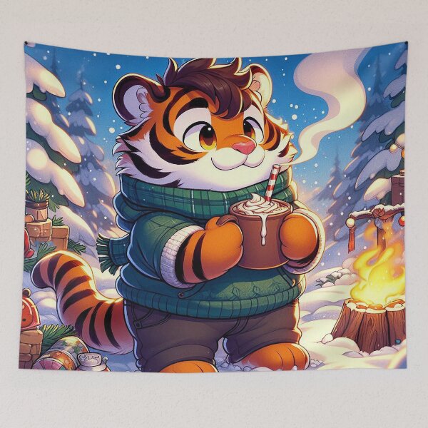 Item preview, Toasty Tiger Snow Night designed and sold by nikkolaus.