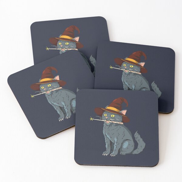 Item preview, Magical Wizard Cat with Witch Hat and Wand designed and sold by Mariia Berezhna.