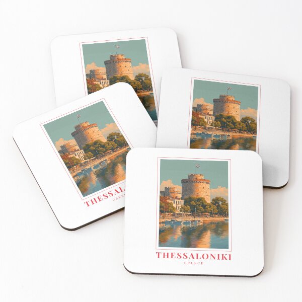 Item preview, White Tower Thessaloniki Greece Waterfront Illustration designed and sold by MapMyMiles.