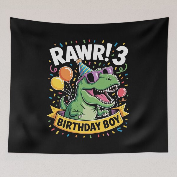 Item preview, Kids 3 Year Old 3rd Birthday Boy T Rex Dinosaur 4  designed and sold by lilLilaBatArt.