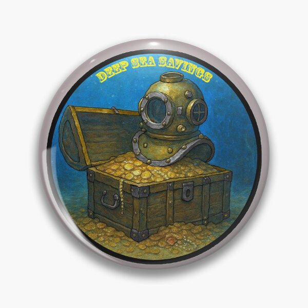 Item preview, Vintage Diving Helmet on a Treasure Chest Full of Gold Coins designed and sold by urmaddad.