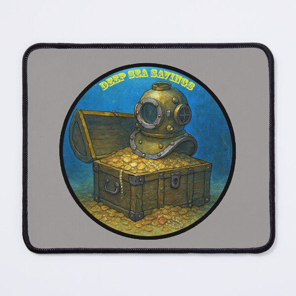 Item preview, Vintage Diving Helmet on a Treasure Chest Full of Gold Coins designed and sold by urmaddad.