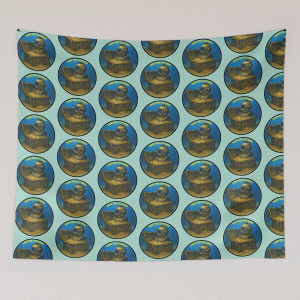 Item preview, Vintage Diving Helmet on a Treasure Chest Full of Gold Coins designed and sold by urmaddad.