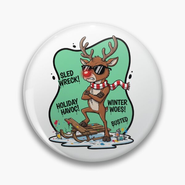 Item preview, Sled Wreck Reindeer – Winter Woes Holiday Crash Comic Art designed and sold by MiszungART.