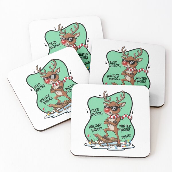 Item preview, Sled Wreck Reindeer – Winter Woes Holiday Crash Comic Art designed and sold by MiszungART.