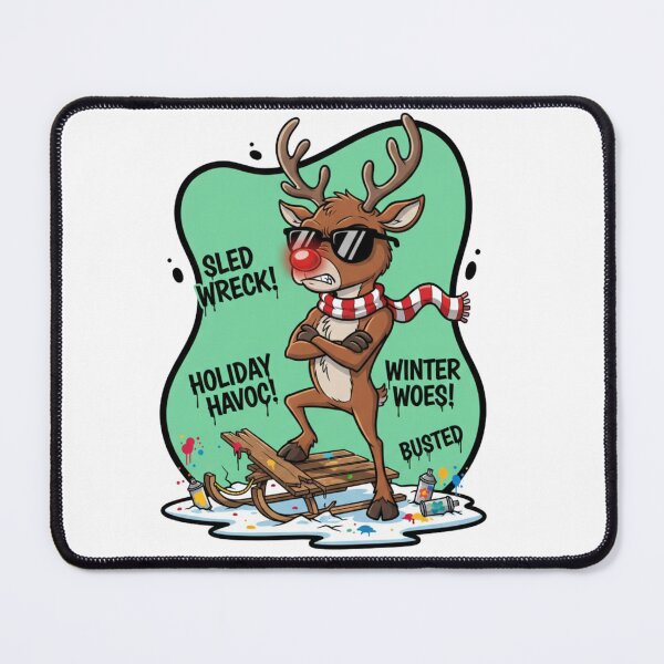 Item preview, Sled Wreck Reindeer – Winter Woes Holiday Crash Comic Art designed and sold by MiszungART.