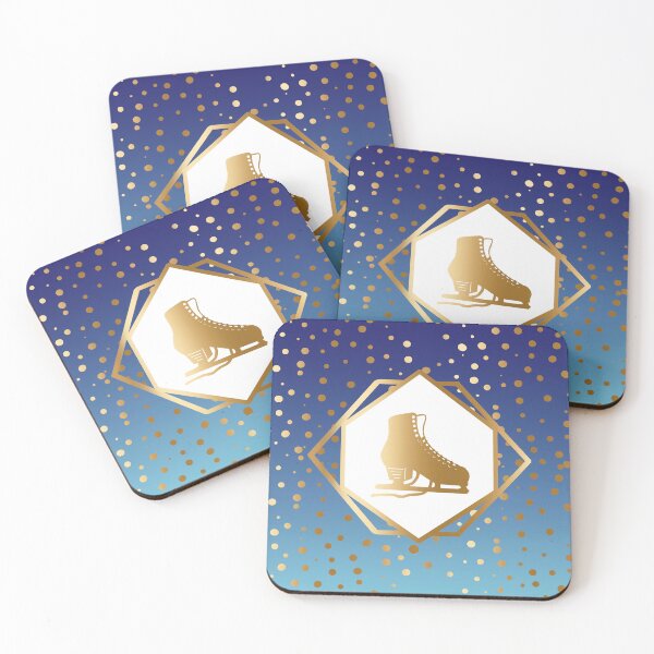Item preview, Gold Figure Skate with Gold Dots on Blue Gradient designed and sold by Purposely Designed.
